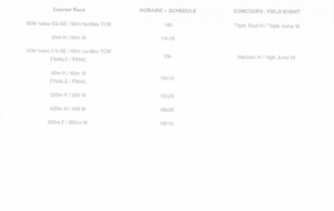 Horaire PréMeeting  20/12 Limoges Chéops