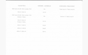 Horaire PréMeeting  20/12 Limoges Chéops