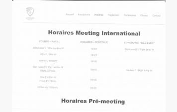 Horaires Meeting Internationale 20/12 Limoges Chéops